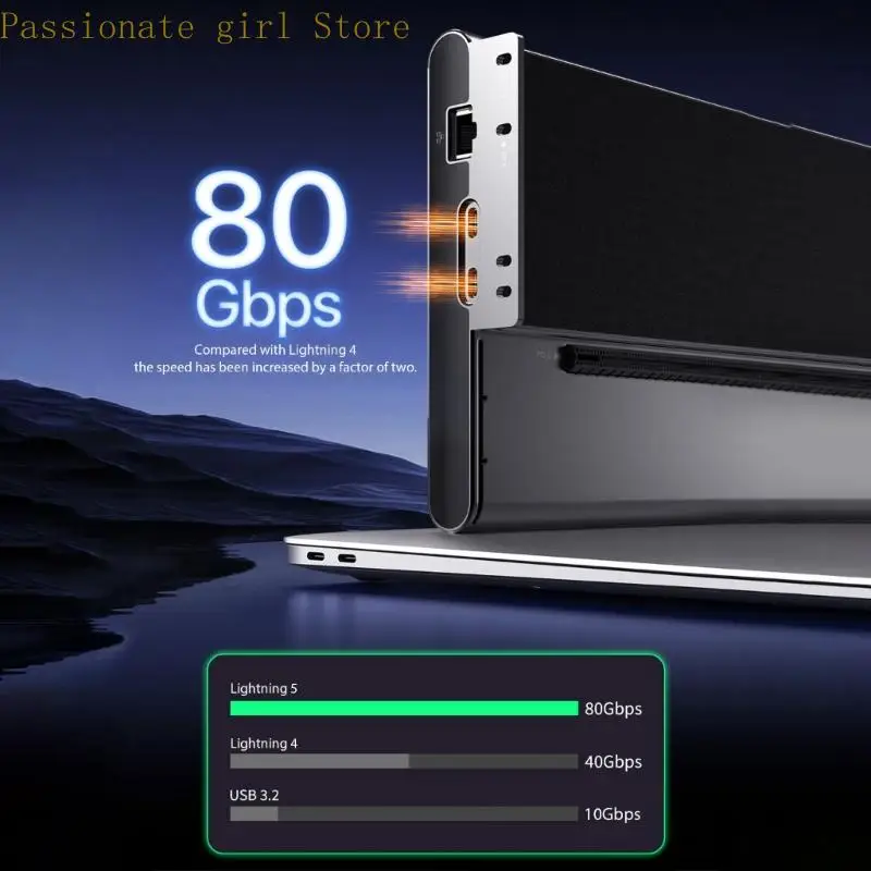 87HA 노트북 외부 GPU 설치를 위한 80Gbps 용량의 추가 Metal Streak 5 도크