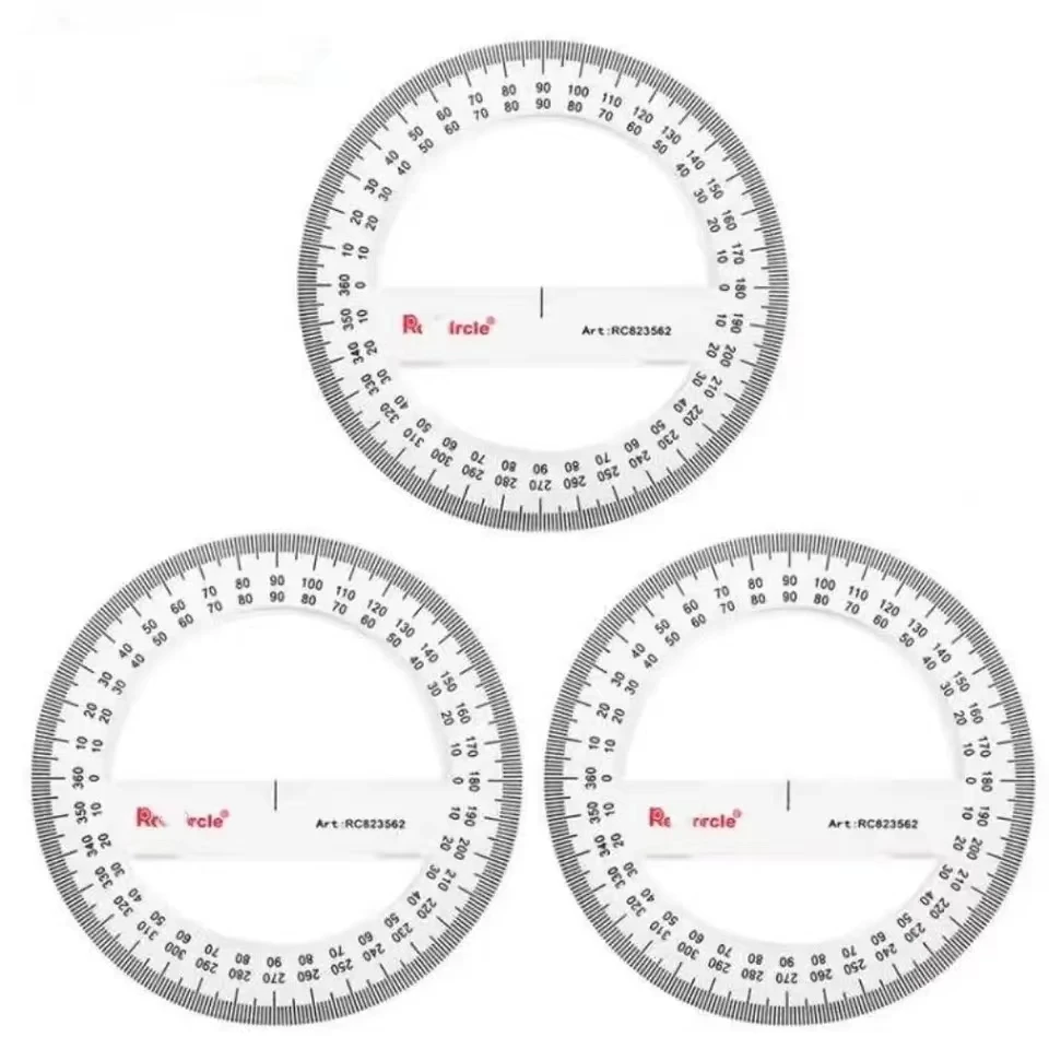 플라스틱 수학 각도기, 180 도, 360 도, 2PSC
