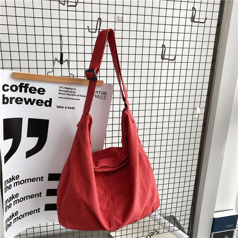 Women's Shoulder Bag Large Canvas Crossbody Bags for Women 2023 Cotton Cloth Fashion Korean Female Students School Bag Handbags - 6