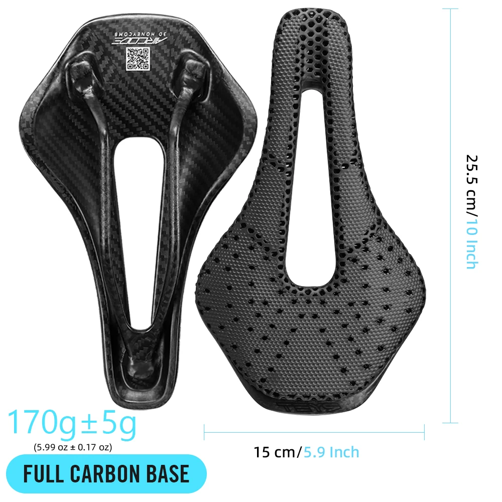 RYET 3D Printed Bike Saddle Carbon Fiber Ultralight Hollow