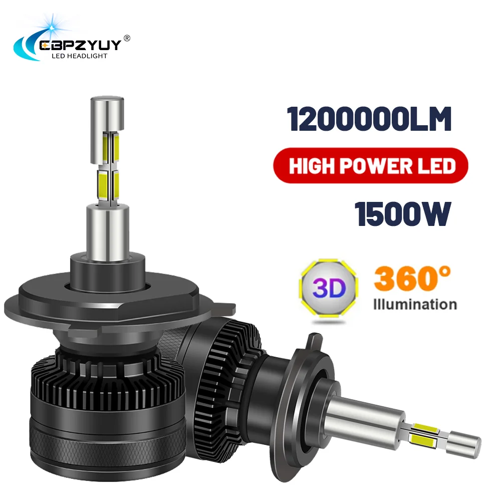 

CBPZYUY 1500W 1200000LM 360 3D H4 H7 Led Headlights Canbus H1 H8 H9 H11 9005 9006 HB3 HB4 9012 Fog Lights Led Car Lights 6000K