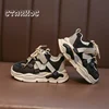 Brand Design Kids Sneakers 2023 Spring New Thick Sole Mesh Tennis Boys Soft Sport Shoes Toddler Girl Casual Hook & Loop Footwear 5