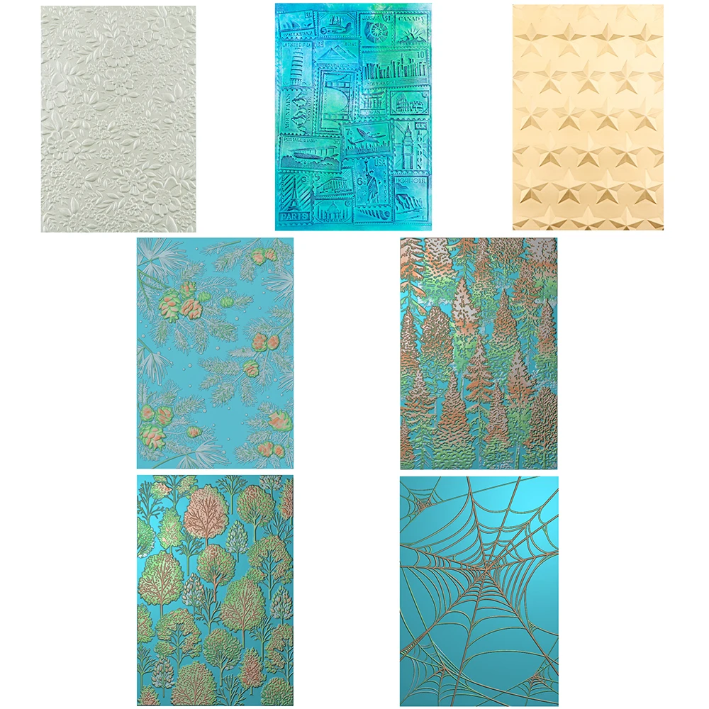 3D Embossing Folder Tree Pine Nut Flower Foliage Spidernet Mixed Design for DIY Adding Texture Paper Card Craft Making
