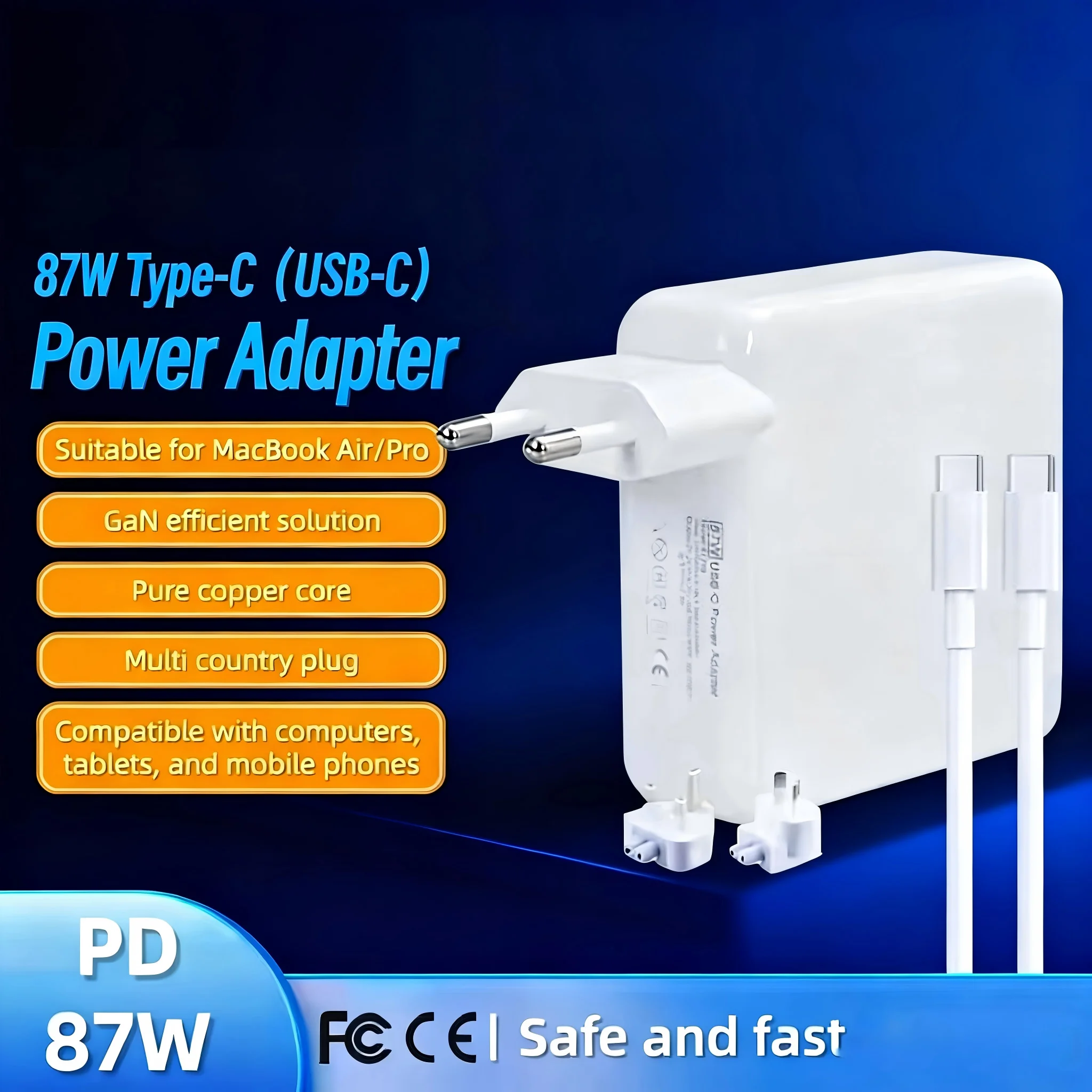 맥북 충전기 A2166 A1718 A1719 A1990 (2018-2021) USB-C 87W KYTD 맥북 에어 13, 맥북 프로 16, 맥북 프로 15, 맥북 프로용