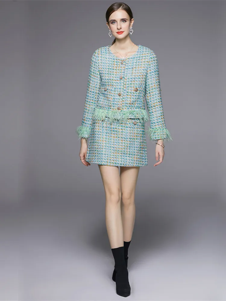 CHANEL RUNWAY VINTAGE TWEED SHORTS & BLAZER JACKET TOP 2 PIECE SET SUIT