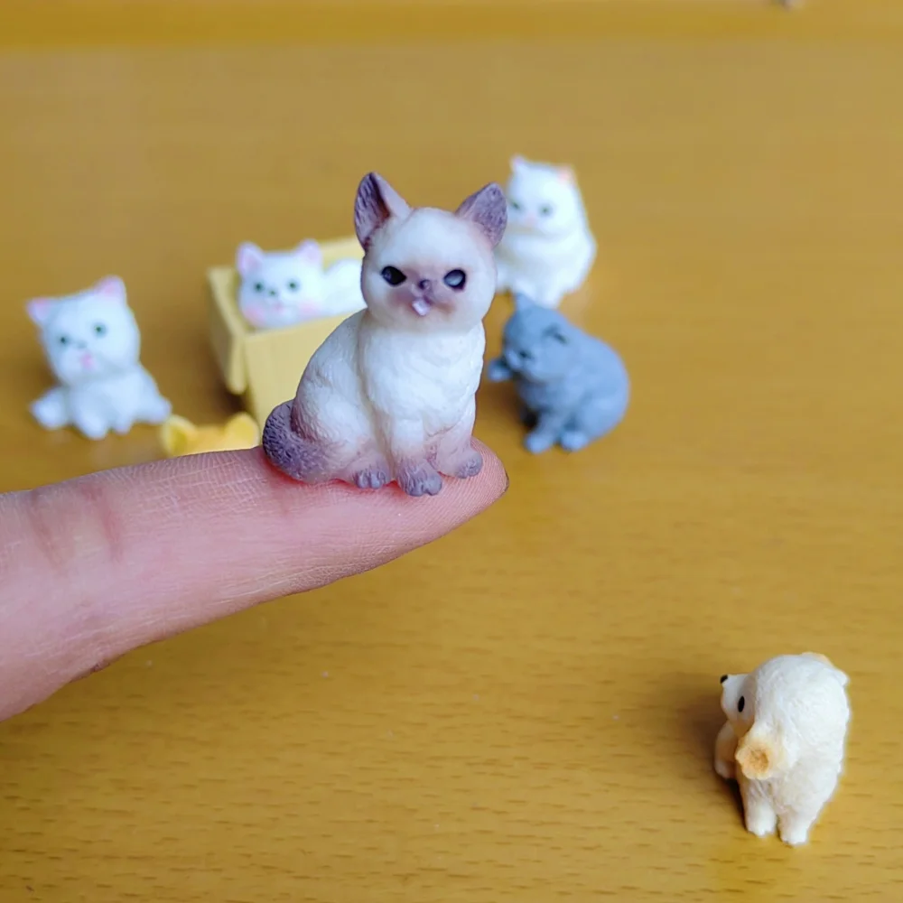 Resin Craft Miniature Figure 12pc Cute Mini Cat Small Dog Animal Decoration for Bonsai Microlandscape Fairy Garden