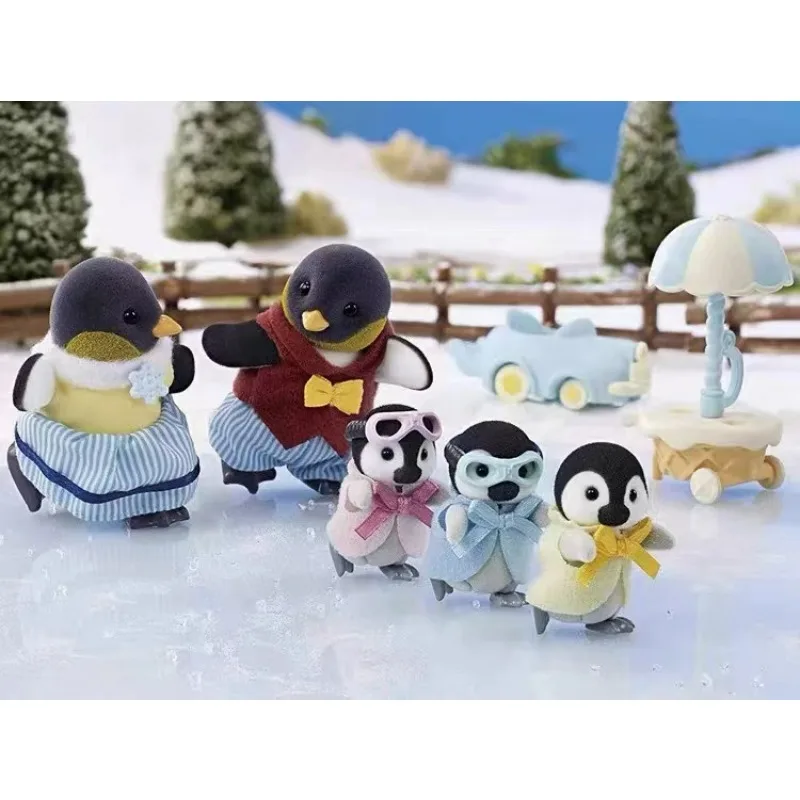 Japanese Sylvanian Families Penguin Family Penguin baby and pushcart doll girl play ternurines  Authentic   house toys 2