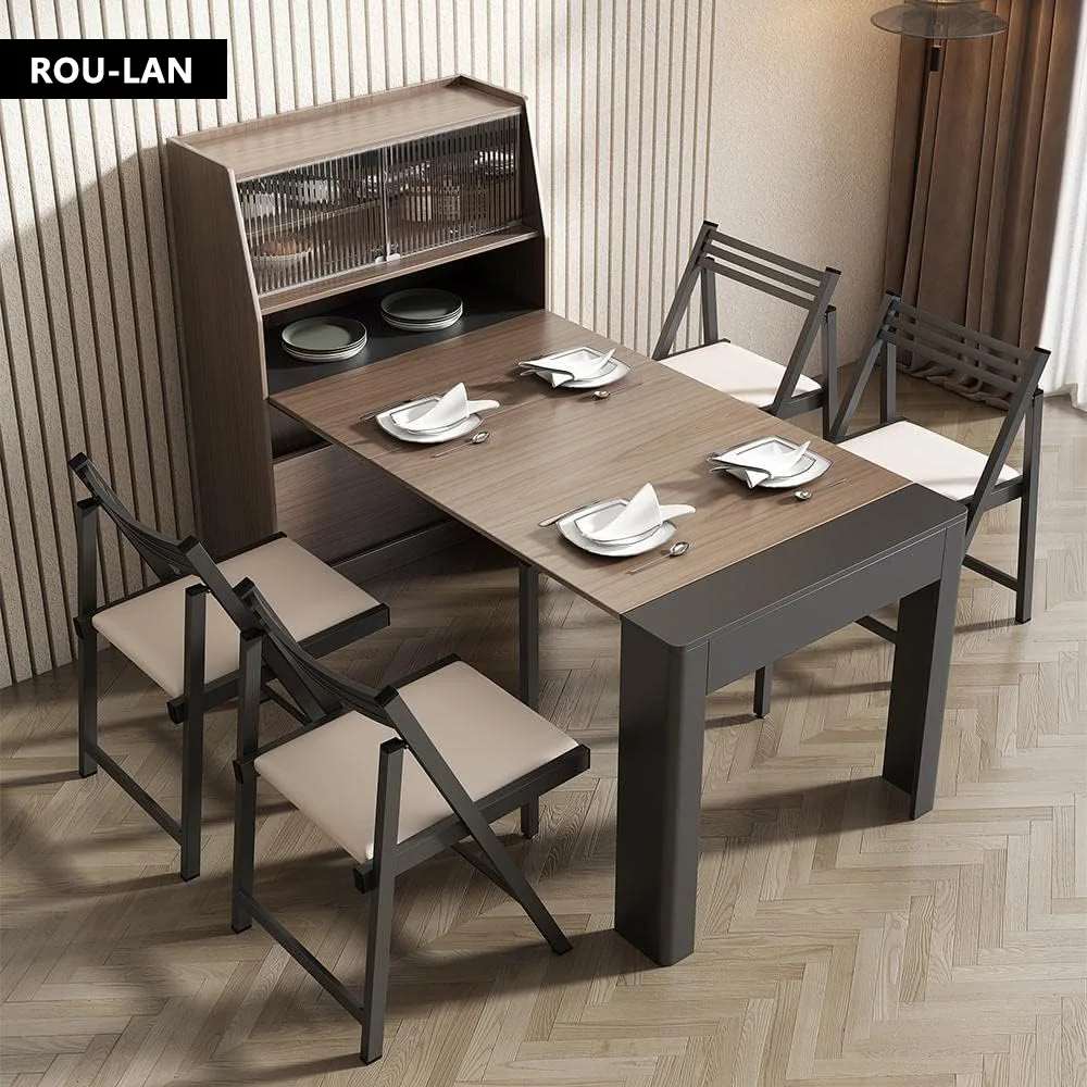 Rectangular Extendable Dining Table Storage Multifunctional Space Saving