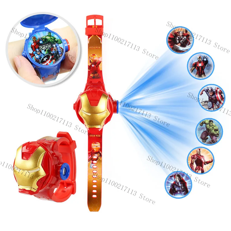 Disney Minnie Frozen projection electronic kids watch cartoon characters Spider-Man Iron Man toy children's watch birthday gifts 5
