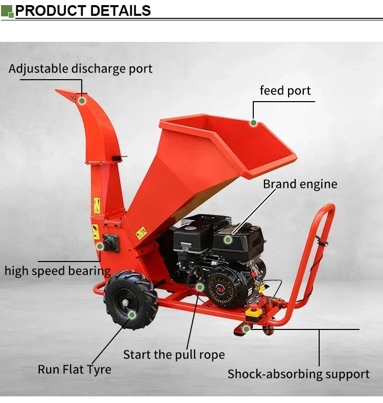 Commercial Professional Mobile Diesel Forest Garden Shredder Wood Chipper Tree Shredder Machines 2