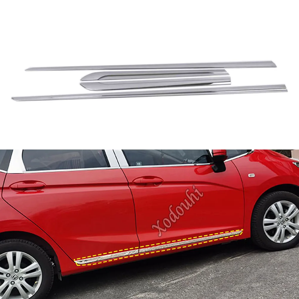 

For Honda Fit Jazz 2014 2015 2016 2017 Car Stainless Steel/ABS Chrome Side Door Body Trim Stick Strip Stream Lamp Panel Bumper