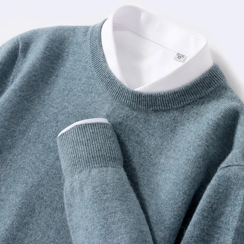 Men's solid color classic O-neck sweater autumn and winter Merino wool knitted pullover long sleeve warm loose top turtleneck sweater,basic sweater,jacquard sweater