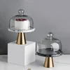 Marble Cake Pan Glass Cover Cake Stand Transparent Cover Golden High-foot Snack Counter Tray Kitchen Decoration Storage 1