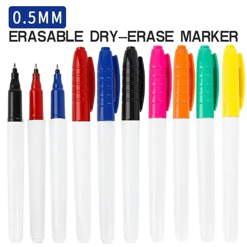 12색/세트 초미세 팁, 0.5mm 드라이 지우개 마커 학교, 사무실, 계획용 화이트보드 마커