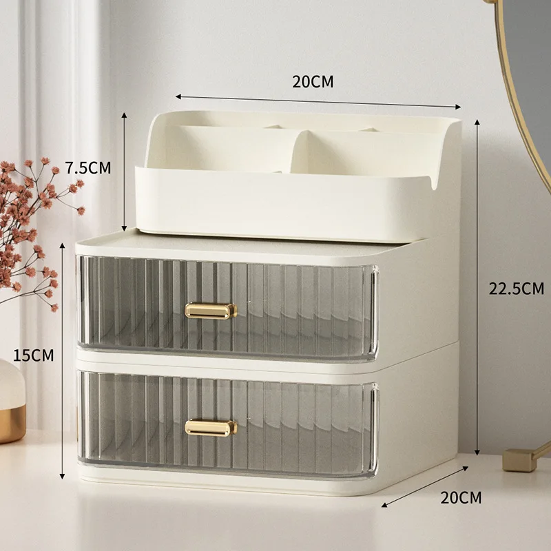 Luxury Makeup Organizer Cosmetic Storage Box Drawer Type Lipstick Skincare Makeup Brush Holder Desktop Make Up Container 4