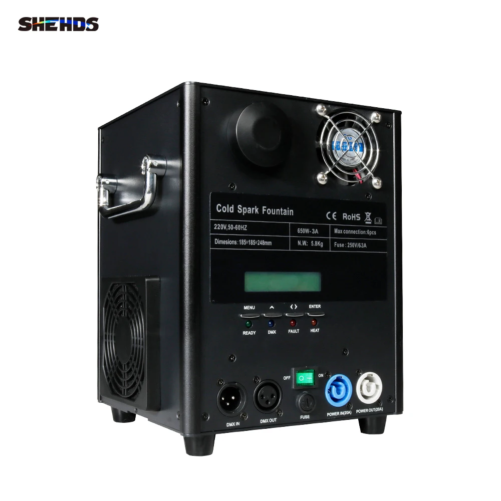 

SHEHDS 650W Spark Machine Wireless Remote Adjustable Spark Height Cold Flame Saftey For Wedding Party Concert