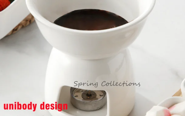 120ml White Ceramic Chocolate Hot Pot Ice Cream Bowl Chocolate Butter Insulated Pot Integrated Design