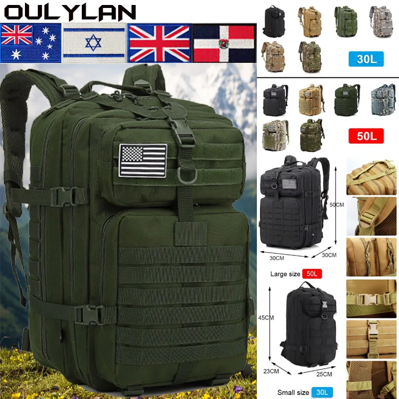 

Oulylan 900D походные мужские военные нейлоновые сумки для спорта на открытом воздухе Треккинговая охотничья сумка 30 л/50 л водонепроницаемые тактические рюкзаки для кемпинга
