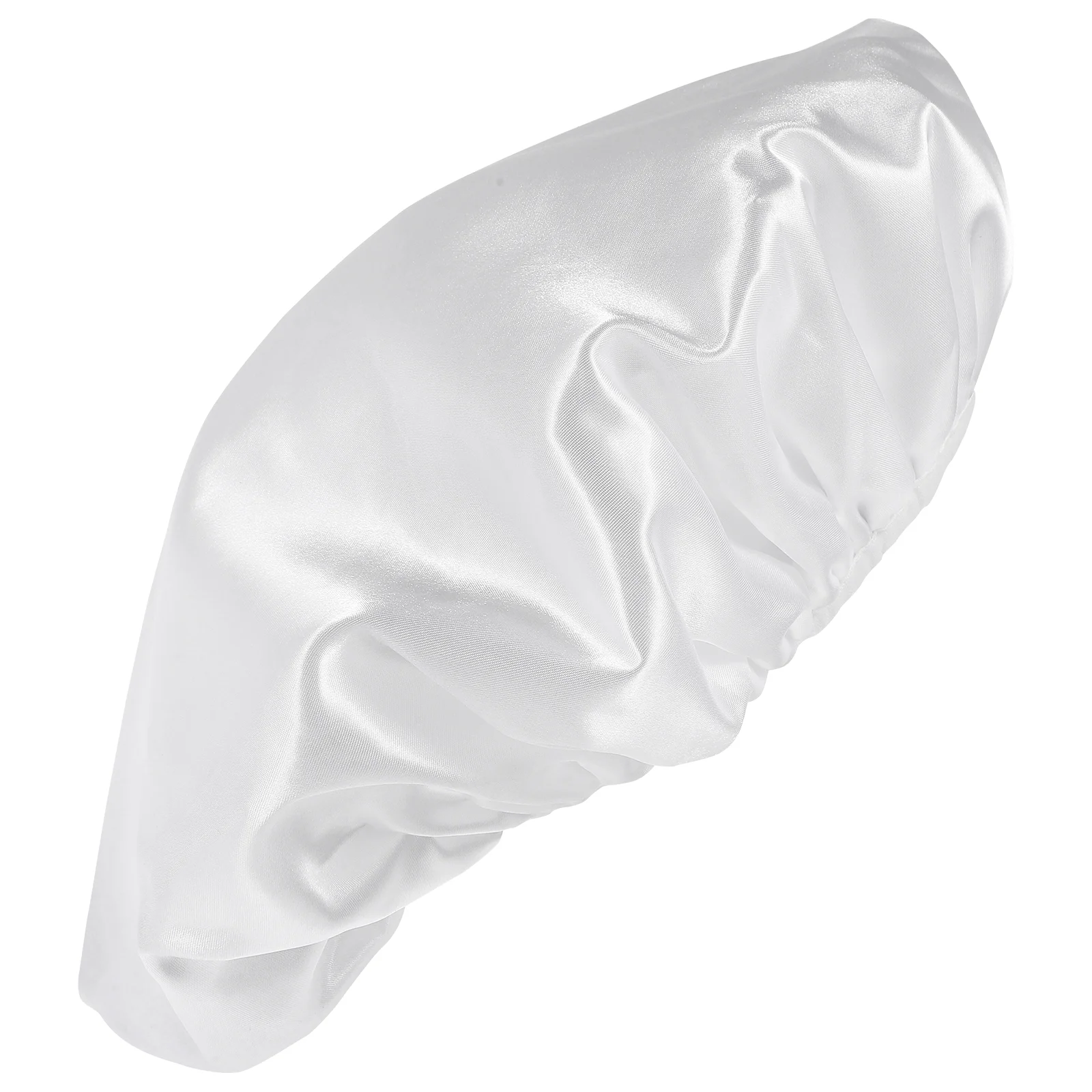 

Shower Cap Satin Lined Waterproof Caps for Women White Long Hair Braids Cover Women's