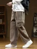 2024 Autumn New Cargo Pants Men Multi-Pockets Cotton Casual Wide Pants Male Workwear Loose Straight Trousers Big Size 7XL 8XL 1