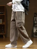 2024 Autumn New Cargo Pants Men Multi-Pockets Cotton Casual Wide Pants Male Workwear Loose Straight Trousers Big Size 7XL 8XL 1
