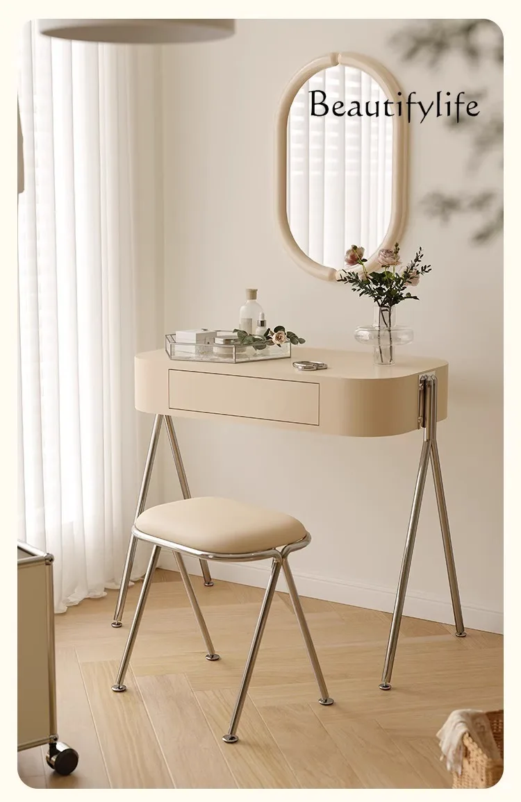 

Cream Wind Net Red Dressing Table Girly Bedroom Small Makeup Table Bedside Drawer Storage Desk