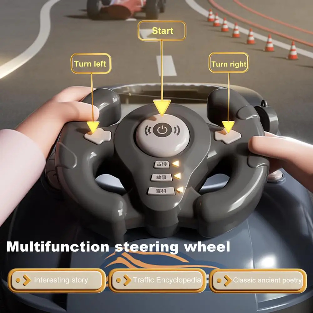 Kids Driving Simulator Toy 200 Levels Adjustable Steering Wheel Toy Toddlers Interactive Pretend Driving Car Racing Board Game