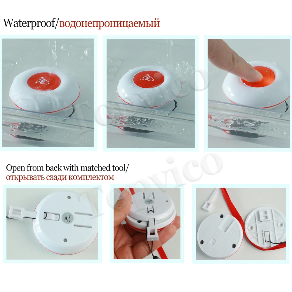 Topvico SOS Emergency Elderly Panic Button Required Work With Tuya Smart Life Or Rf433 mhz Hugs For Home Security System medical alert button,emergency alarm button