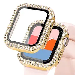 Luxury Diamond - Enhanced Tempered Glass Screen Protective Case - iWatch 41mm (Gold)