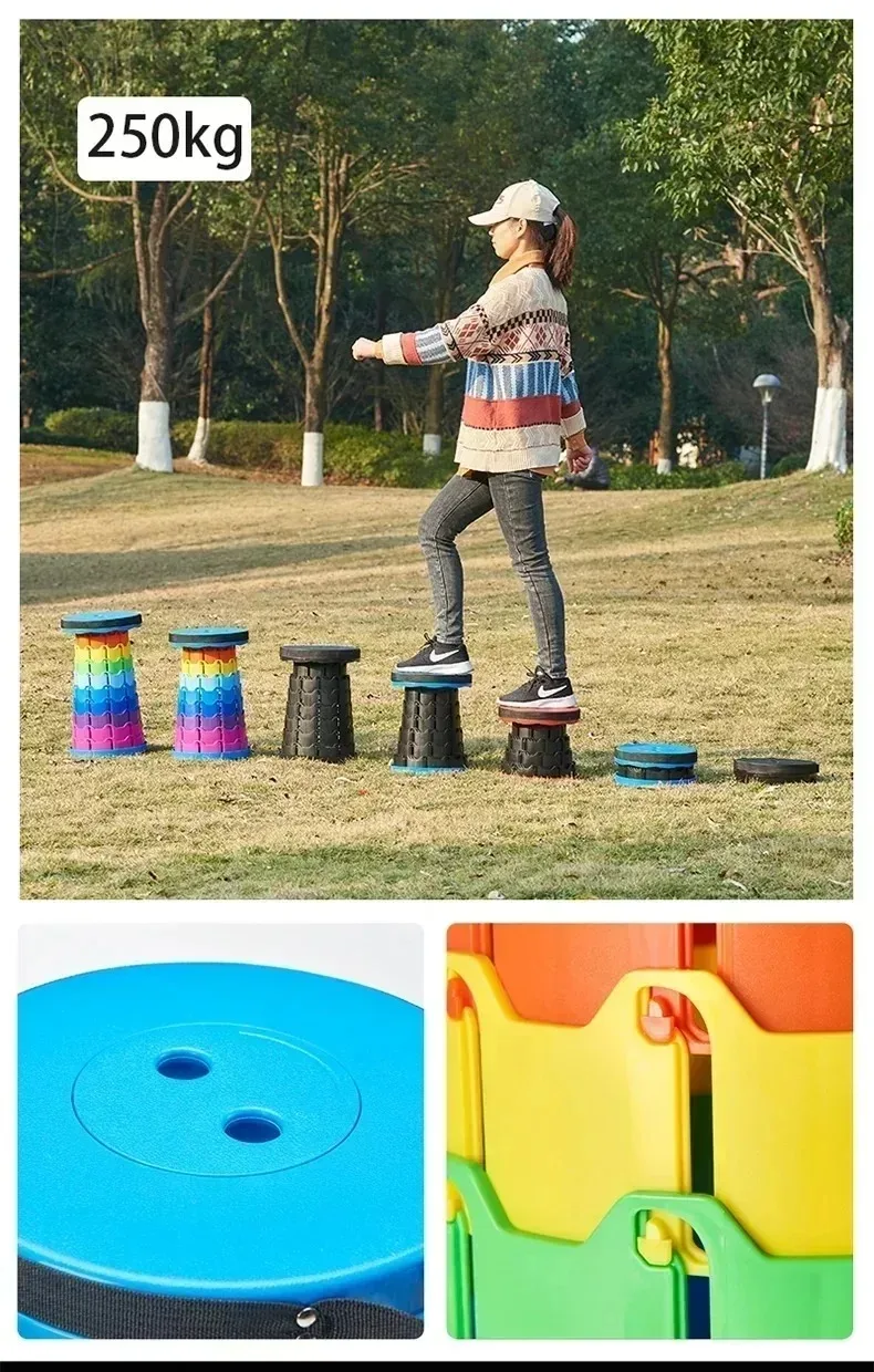 Portable Rainbow Folding Stool Lightweight Plastic Folding Chair Home Space Saving Furniture Stools