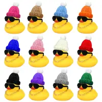 6/12/24 Set Mini Ducks with Mini Hats Necklace and Sunglasses Duck Toy for Shower Birthday Swimming Party Gift Favor Decorations 1