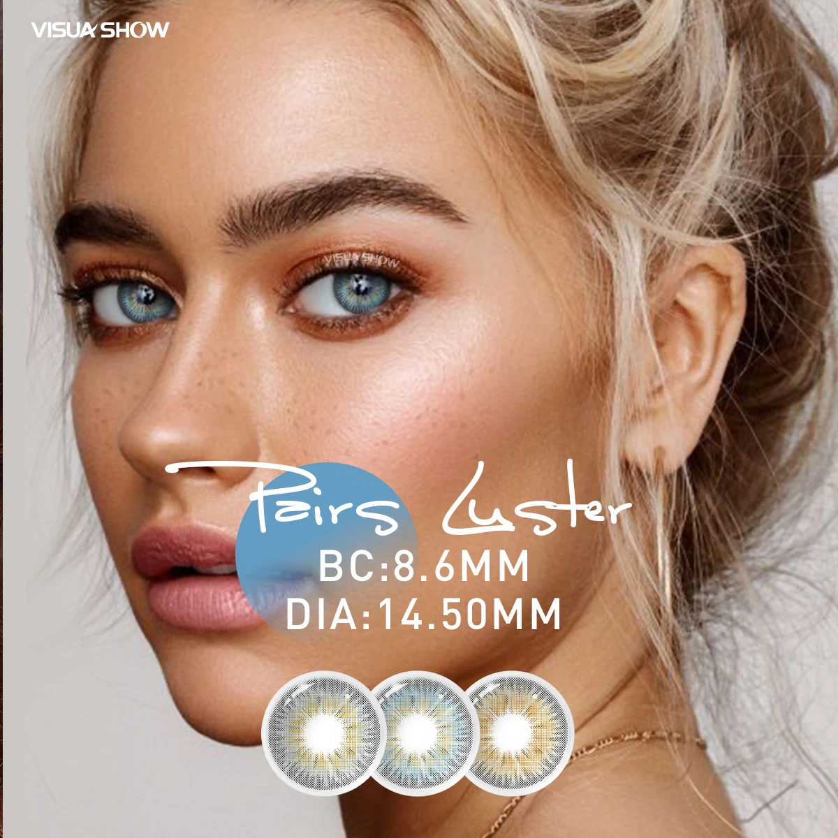 

VISUASHOW Pairs Luster 2Pcs Color Contact Lenses With Myopia Colored Contact Lens Dioptric Blue Brown Natural Color Contact Lens