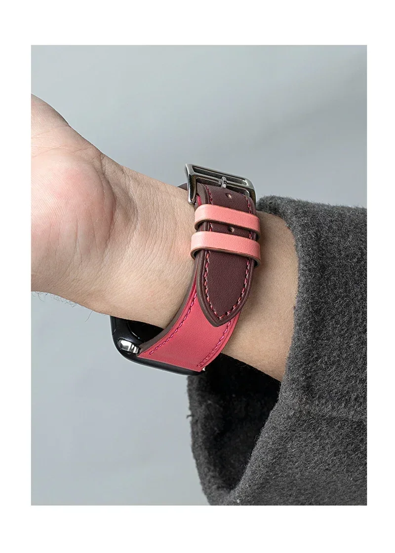 Leder-Uhrenarmband für Apple Watch-Armbänder 46 mm 44 mm 41 mm 45 mm 38–42 mm 40 mm 49 mm Armband iWatch-Serie 10-Ultra 9-8-7-SE-6-5-4-3 – Detail 6