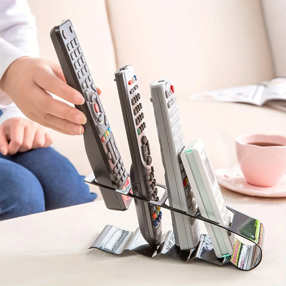 4 sections TV remote control stand, home appliance, T1 remote control storage, office prompt stand for home, living room, office