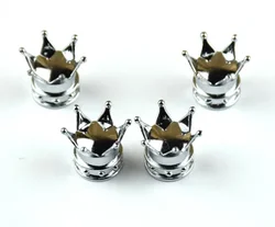 4PCS Universal Crown Valve Caps - Dustproof & Waterproof Wheel Covers (Silver)