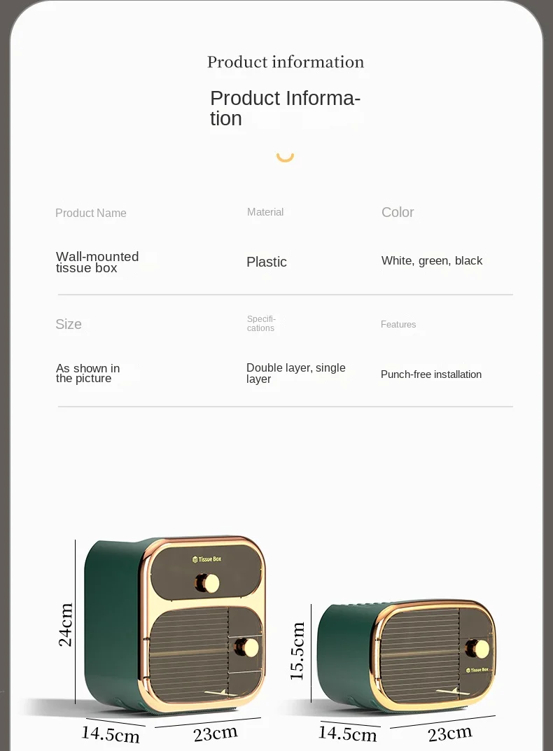 S71df55481fac40678d63d5c39f2db424W Toilet Tissue Box, Wall Mounted Waterproof Toilet Paper Box Punching Free Suction Paper Box Toilet Paper Roll Paper Storage Rack Mallzona