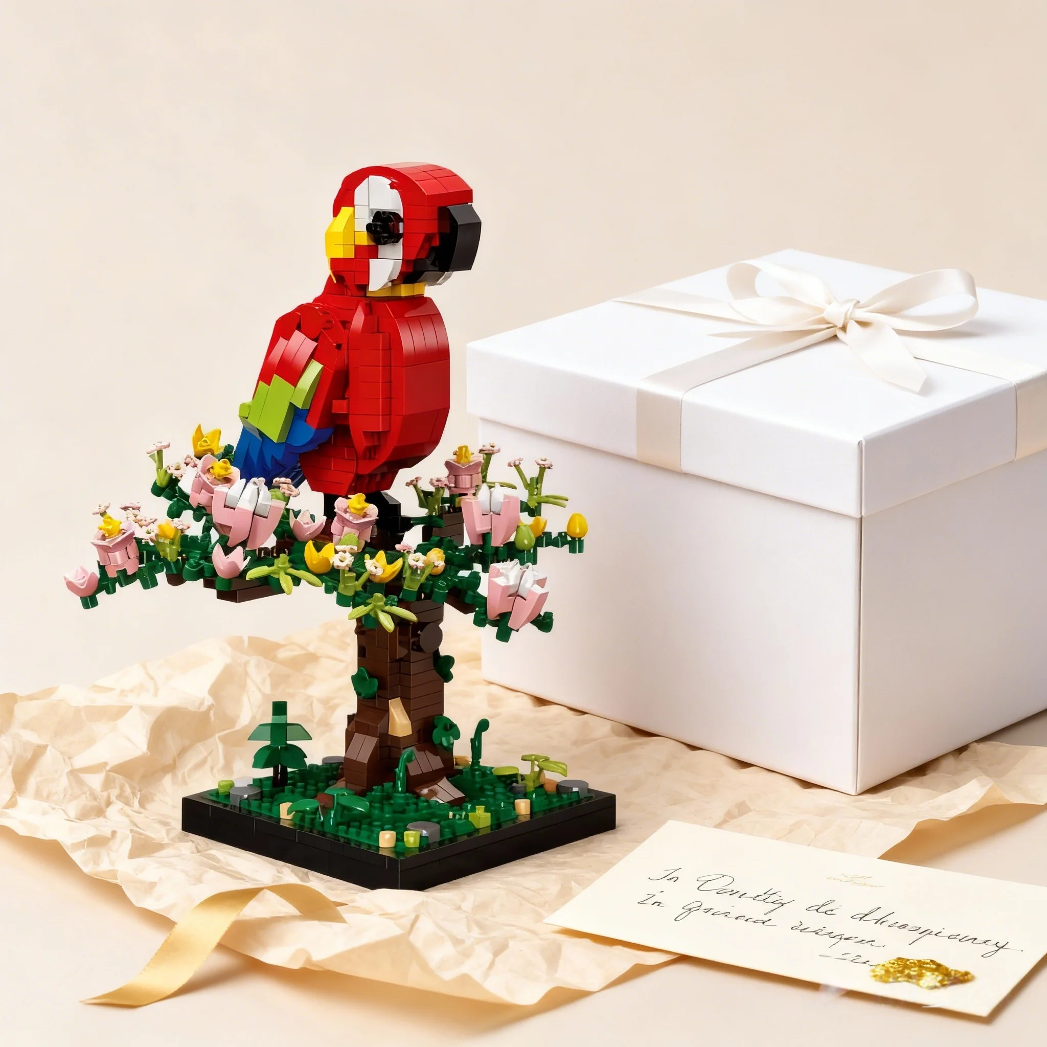 KNEW BUILT DIY Tier-Zoo Papagei Eule Mikro-Mini-Bausteine Spielzeug - Lehrreiches Puzzle-Spiel, Weihnachtsdekoration & Geschenk für Kinder/Erwachsene