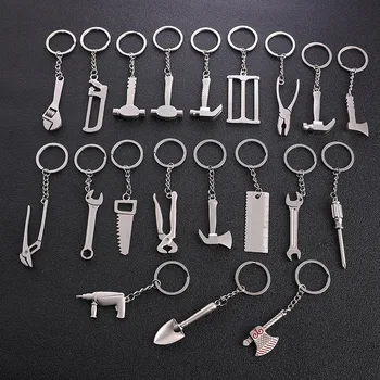 Portachiavi da uomo per auto e borsa, strumento combinato portatile da esterno, mini multiutensile tascabile con righello, martello, chiave inglese, pinze e pala
