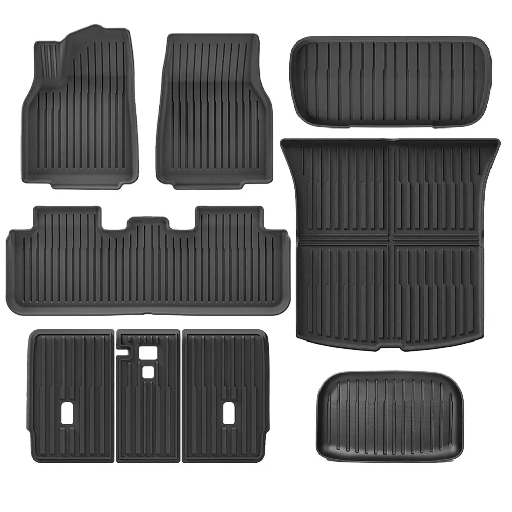 TPE Floor Mats with Carpet & Cargo Liner For Tesla Model Y Juniper Launch 2025 All Weather Non-slip Floor Trunk Backrest Mat