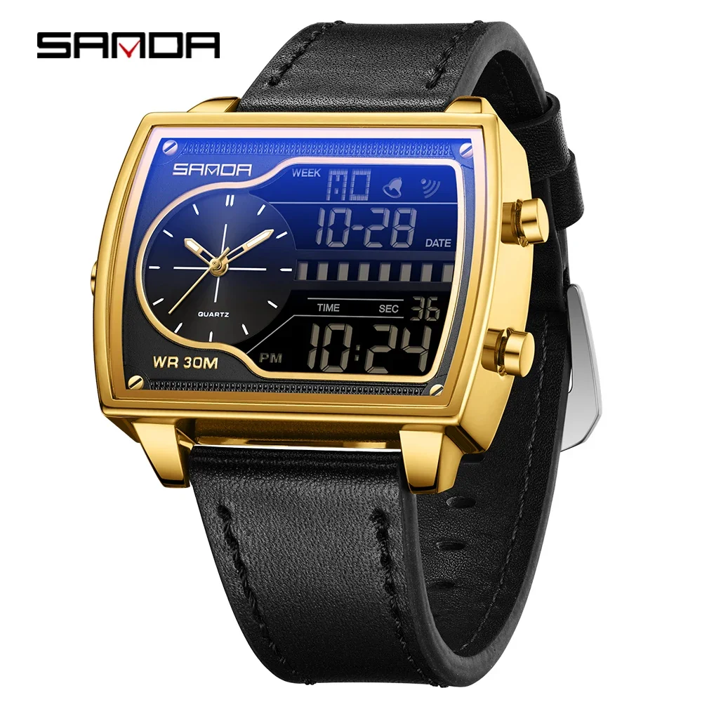 SANDA 6163 Fashion Trend Men's Quartz Watch Fashion Square Watch