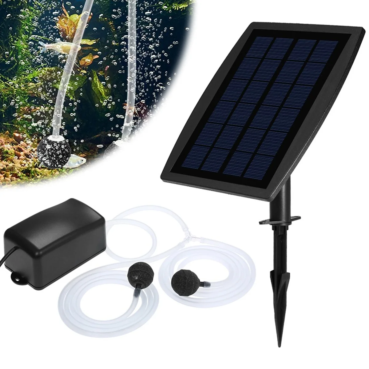 

2.5W Solar Oxygen Pump Air Pump Oxygenator Quiet Solar Energy Household Oxygen Pump Fishing Aquarium Durable Pond Fish Supply