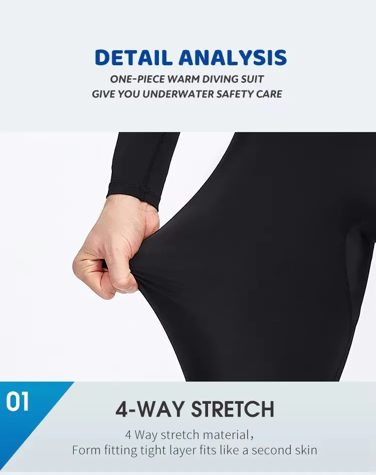 Männer Lycra UPF50+ Tauchhaut Neoprenanzüge Rash Guard Ganzkörper UV-Schutz zum Tauchen Schnorcheln Surfen Speerfischen Sporthäute – Detail 4