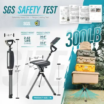 Portable Trekking Hiking Pole, Folding Walking Stick with Seat, Walking Cane with Chair, Foldable Chai 4