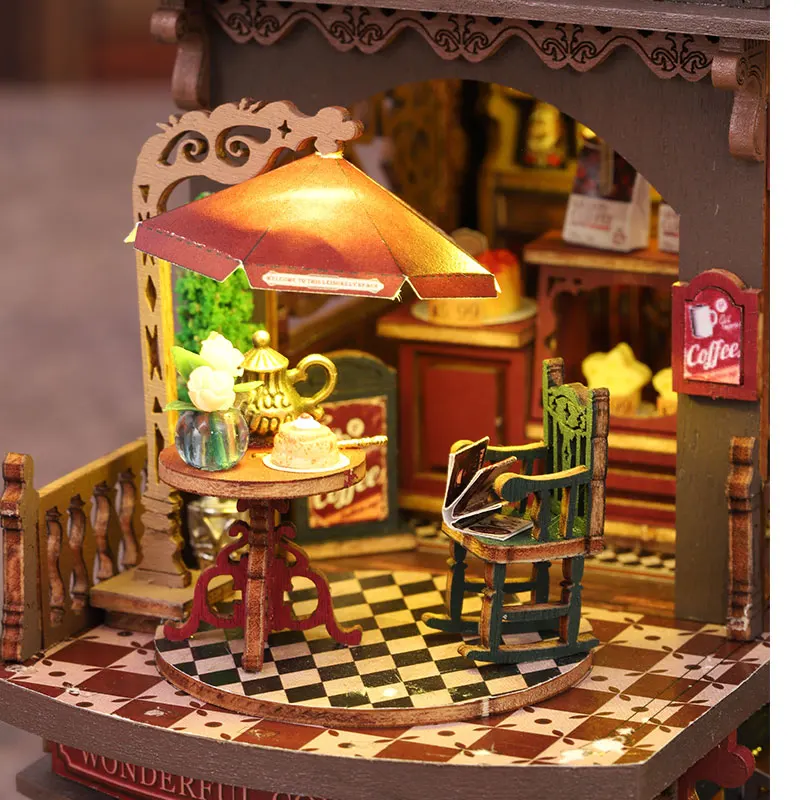 DIY 인형 집 케이스 3D 퍼즐 키트 나무 미니 가구 인형 집 모델 조립 장난감 어린이 소녀를위한 창조적 인 생일 선물
