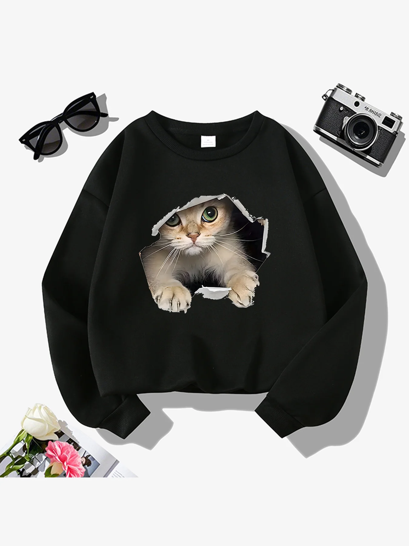 CLoose Sweatshirt Casual Long Sleeve Women Autumn and Winter Cartoon Bear Comfortable Pullover Crewneck Loose Female Clothes