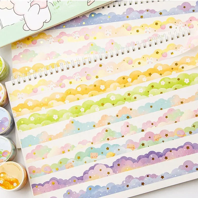 1PC Cloud Washi Tape Decorative Adhesive Color Masking Sticker Scrapbooking Multi Color Manual Tapes School Stationery Supplies 6