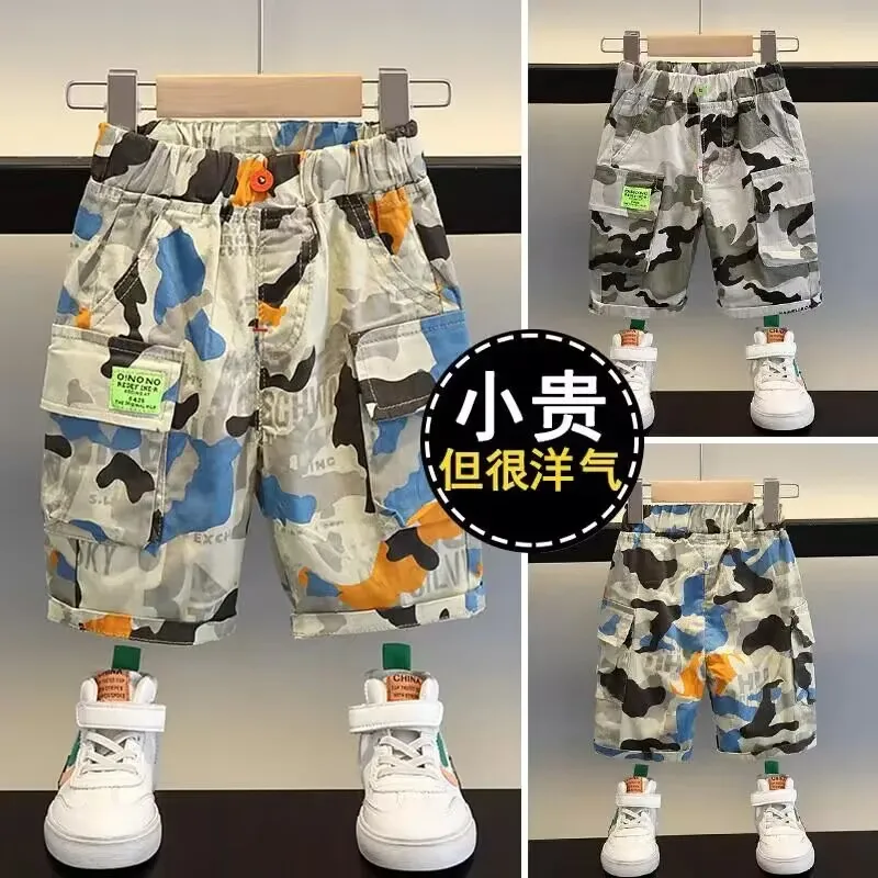 Boys' Shorts New Fashionable Boys' Summer Casual Capris Handsome Children's Summer camouflage pants boys shorts,kids capris