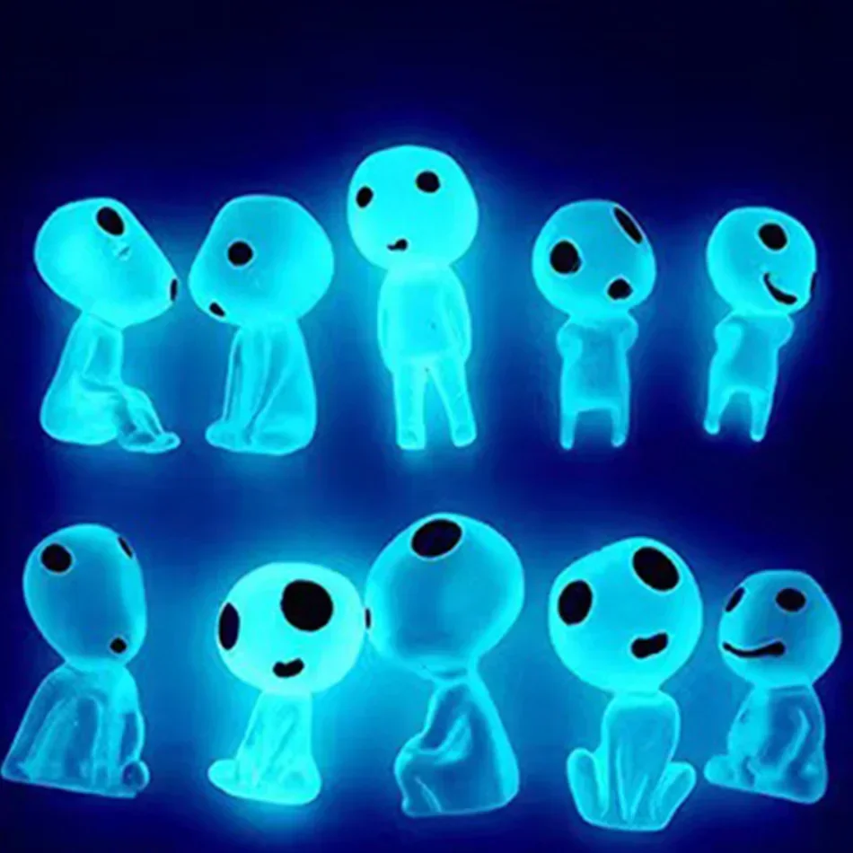 10pcs Luminous Elves Mini Figures Fish Tank Decor Kodama Glow in the Dark Figures Garden Micro Flower Potted Landscape Ornament