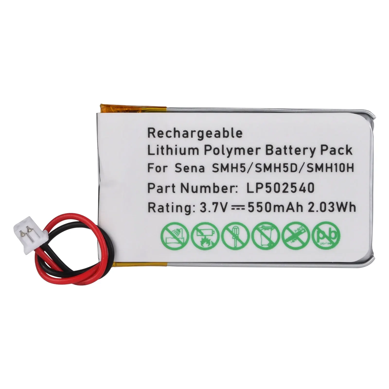 Batteria Da 550Mah Per Batteria Auricolare Bluetooth Sena Smh5 Smh5D Sph10H Sph10H-Fm Per Moto