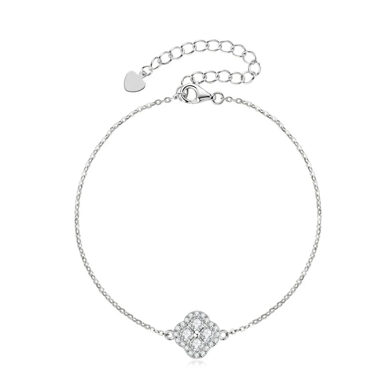 OXTAO Lucky Moissanite Blumenarmband D VVS1 Lab Imitation Diamond Four-Leaf Flower Chain Armband Damenschmuck 14KGold gefüllt – Detail 13